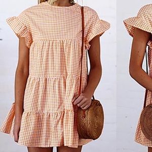 Orange and White Gingham Dress